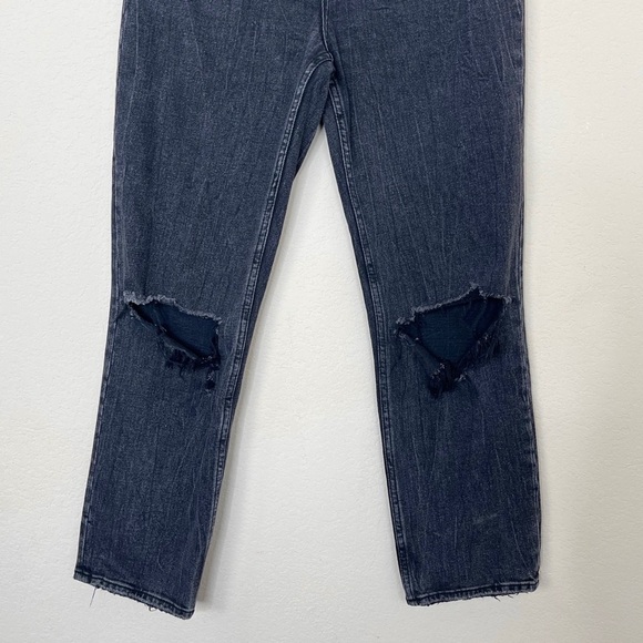 Abercrombie & Fitch Curve Love The Ankle Straight High Rise Destroyed Black Jean - Picture 3 of 10